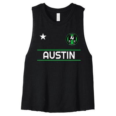 Austin Soccer Team Jersey Mini 512 Badge Women's Racerback Cropped Tank