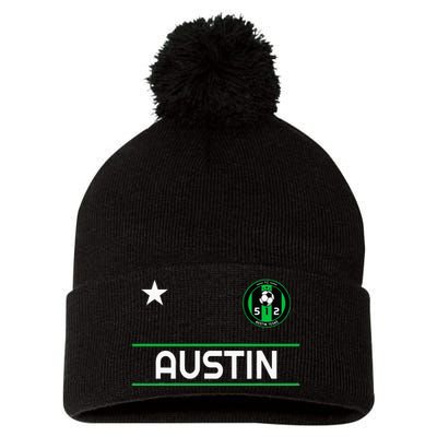 Austin Soccer Team Jersey Mini 512 Badge Pom Pom 12in Knit Beanie