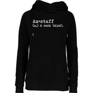 A Sock Thief American Staffordshire Terrier Dog Womens Funnel Neck Pullover Hood