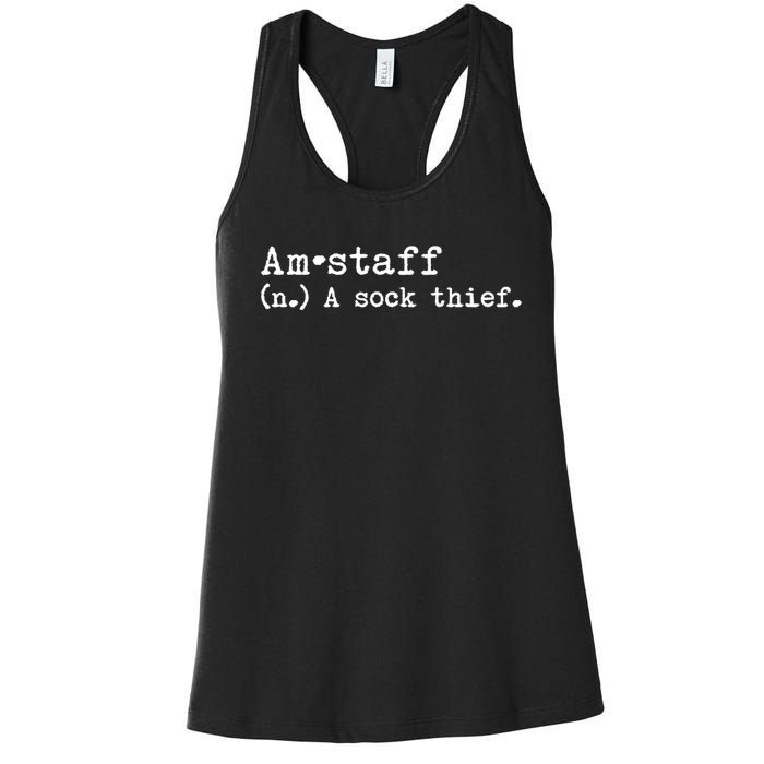 A Sock Thief American Staffordshire Terrier Dog Women's Racerback Tank