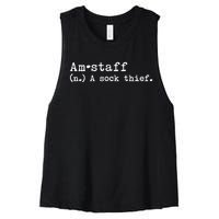 A Sock Thief American Staffordshire Terrier Dog Women's Racerback Cropped Tank