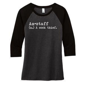 A Sock Thief American Staffordshire Terrier Dog Women's Tri-Blend 3/4-Sleeve Raglan Shirt