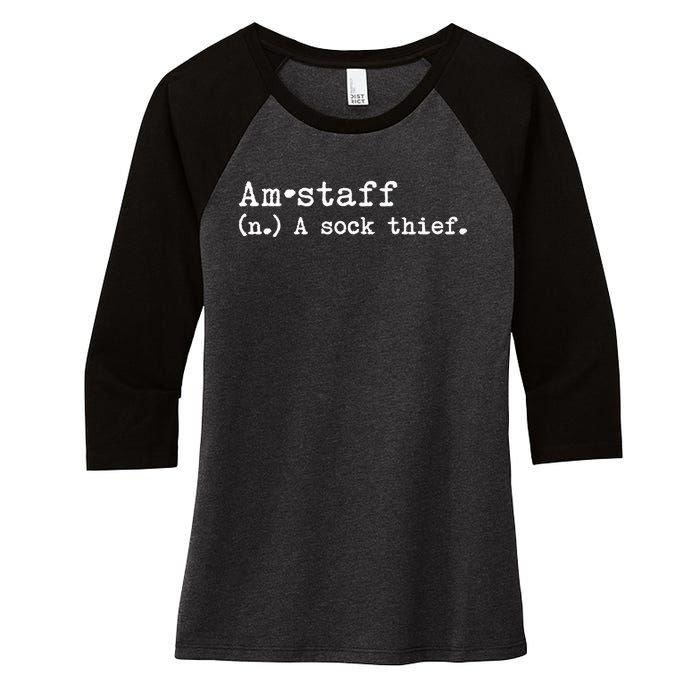 A Sock Thief American Staffordshire Terrier Dog Women's Tri-Blend 3/4-Sleeve Raglan Shirt