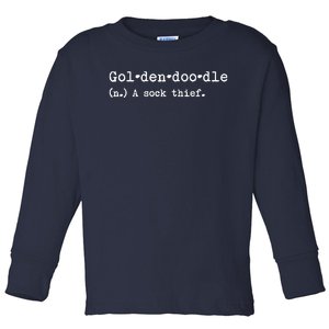 A Sock Thief Goldendoodle Dog Toddler Long Sleeve Shirt