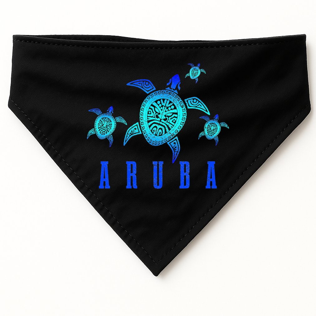 Aruba Sea Turtle Tribal Pattern Scuba Diving Diver Aruba USA-Made Doggie Bandana