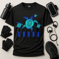 Aruba Sea Turtle Tribal Pattern Scuba Diving Diver Aruba Cooling Performance Crew T-Shirt