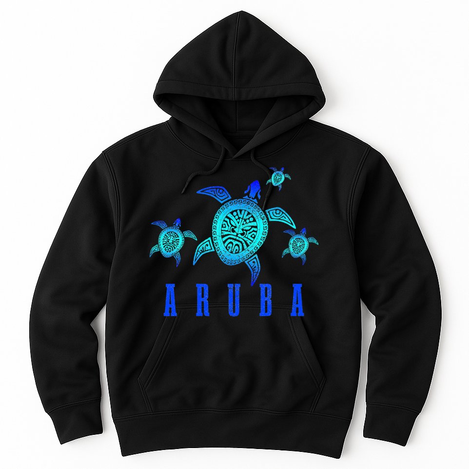 Aruba Sea Turtle Tribal Pattern Scuba Diving Diver Aruba Hoodie