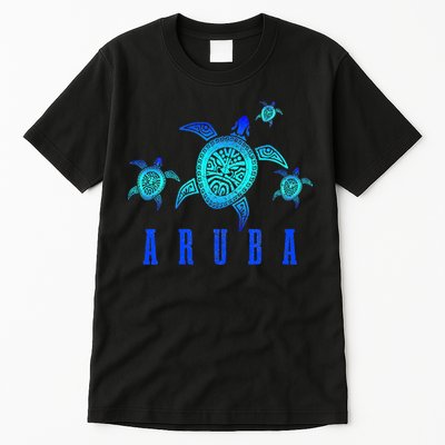 Aruba Sea Turtle Tribal Pattern Scuba Diving Diver Aruba Tall T-Shirt
