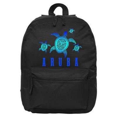 Aruba Sea Turtle Tribal Pattern Scuba Diving Diver Aruba 16 in Basic Backpack