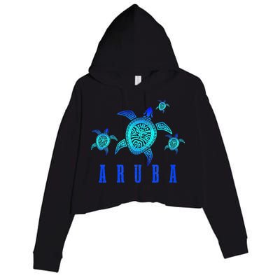 Aruba Sea Turtle Tribal Pattern Scuba Diving Diver Aruba Crop Fleece Hoodie