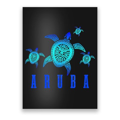 Aruba Sea Turtle Tribal Pattern Scuba Diving Diver Aruba Poster