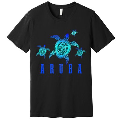 Aruba Sea Turtle Tribal Pattern Scuba Diving Diver Aruba Premium T-Shirt