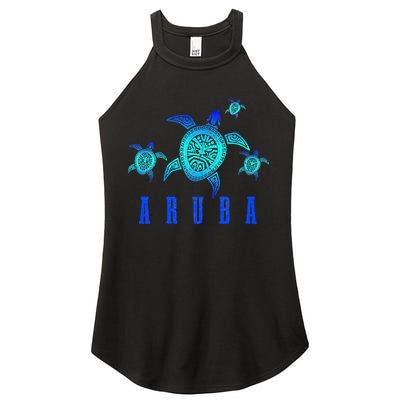 Aruba Sea Turtle Tribal Pattern Scuba Diving Diver Aruba Women's Perfect Tri Rocker Tank