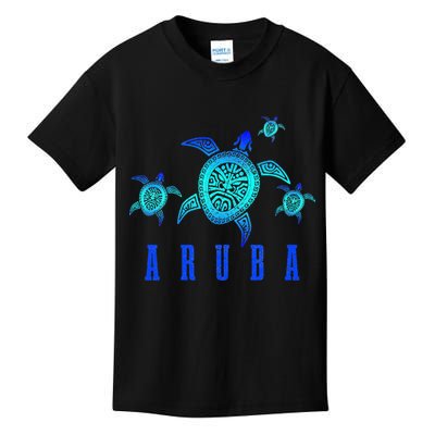 Aruba Sea Turtle Tribal Pattern Scuba Diving Diver Aruba Kids T-Shirt