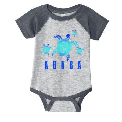 Aruba Sea Turtle Tribal Pattern Scuba Diving Diver Aruba Infant Baby Jersey Bodysuit