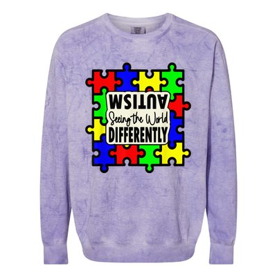 Autism Seeing the World Differently  Child Colorblast Crewneck Sweatshirt