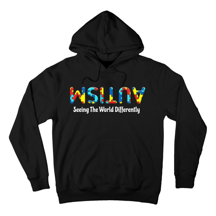 Autism Seeing The World Differently Upside Autism Awareness Hoodie