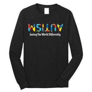 Autism Seeing The World Differently Upside Autism Awareness Long Sleeve Shirt