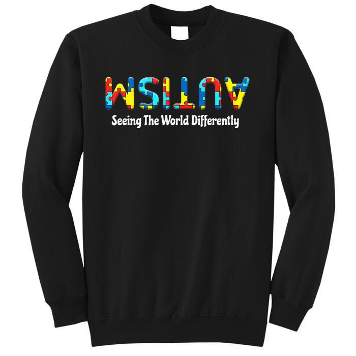 Autism Seeing The World Differently Upside Autism Awareness Sweatshirt