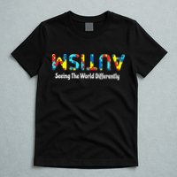 Autism Seeing The World Differently Upside Autism Awareness T-Shirt