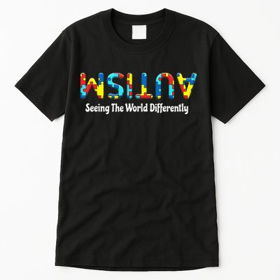 Autism Seeing The World Differently Upside Autism Awareness Tall T-Shirt