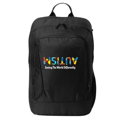 Autism Seeing The World Differently Upside Autism Awareness City Backpack