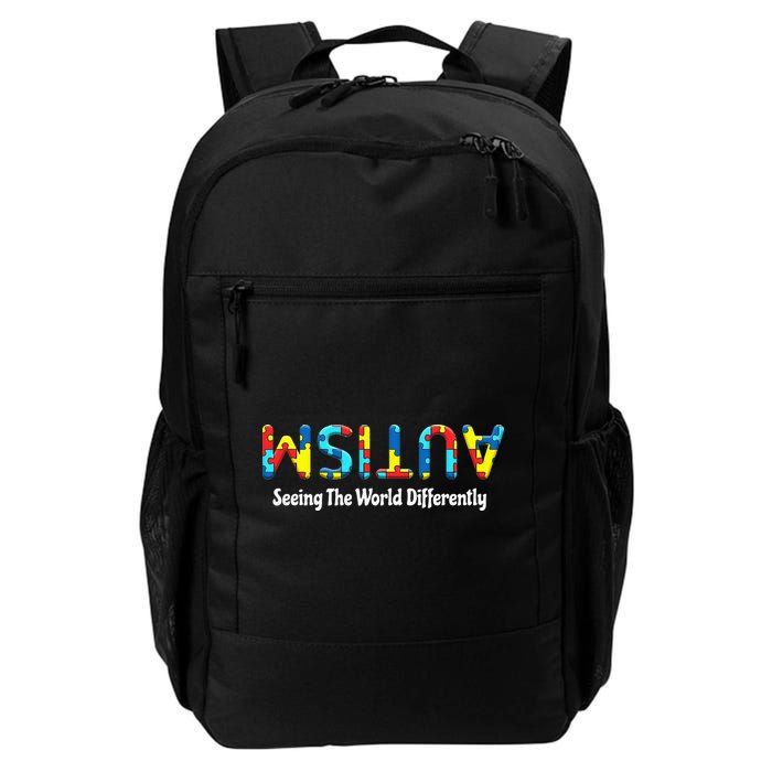 Autism Seeing The World Differently Upside Autism Awareness Backpack