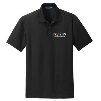 Autism Seeing The World Differently Upside Autism Awareness Dry Zone Grid Polo