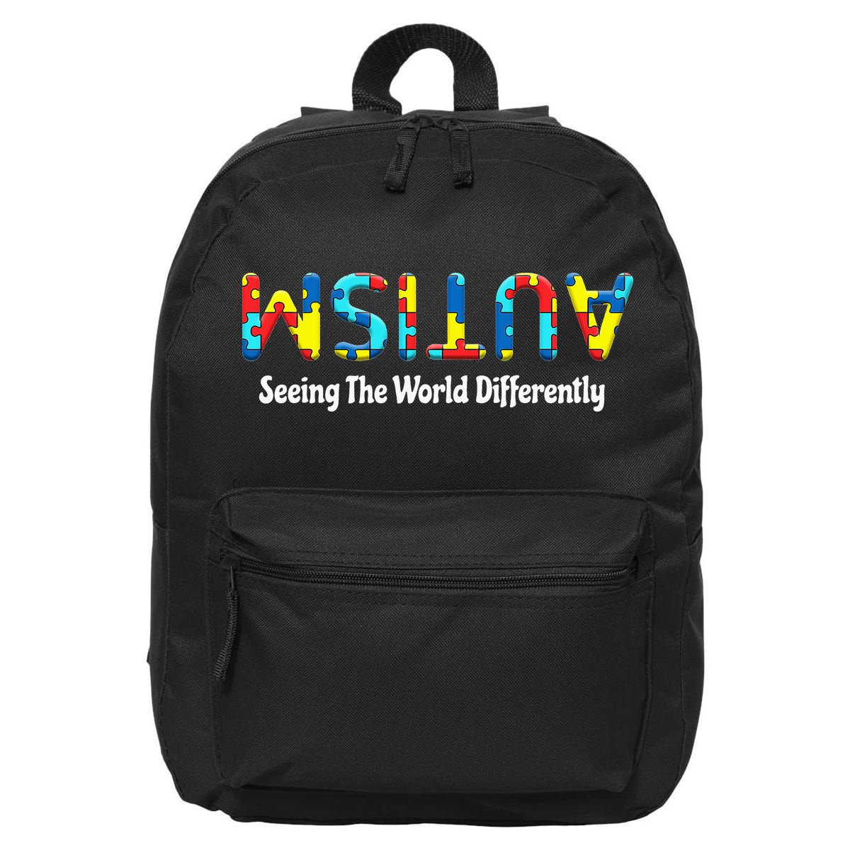 Autism Seeing The World Differently Upside Autism Awareness 16 in Basic Backpack