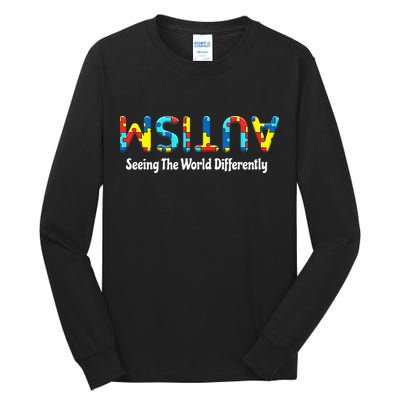 Autism Seeing The World Differently Upside Autism Awareness Tall Long Sleeve T-Shirt