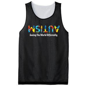 Autism Seeing The World Differently Upside Autism Awareness Mesh Reversible Basketball Jersey Tank