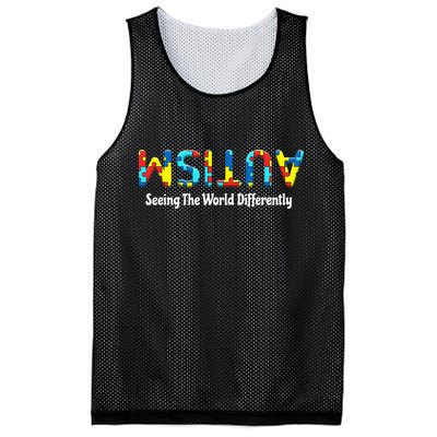 Autism Seeing The World Differently Upside Autism Awareness Mesh Reversible Basketball Jersey Tank