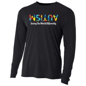 Autism Seeing The World Differently Upside Autism Awareness Cooling Performance Long Sleeve Crew