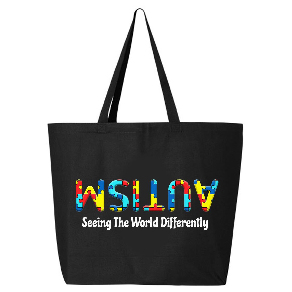 Autism Seeing The World Differently Upside Autism Awareness 25L Jumbo Tote