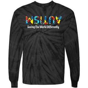 Autism Seeing The World Differently Upside Autism Awareness Tie-Dye Long Sleeve Shirt