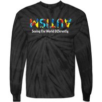 Autism Seeing The World Differently Upside Autism Awareness Tie-Dye Long Sleeve Shirt