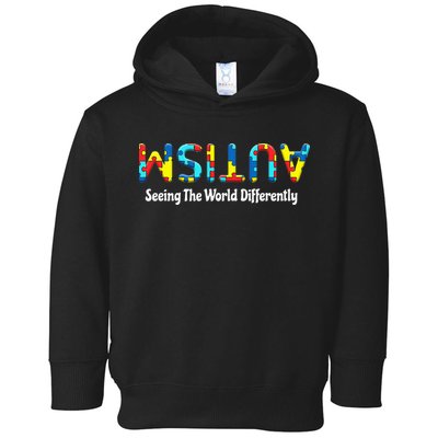 Autism Seeing The World Differently Upside Autism Awareness Toddler Hoodie