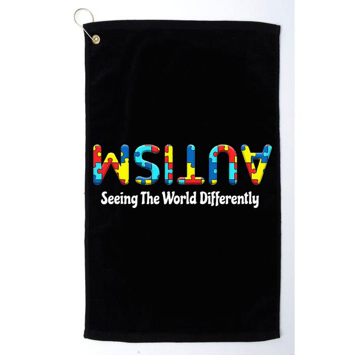 Autism Seeing The World Differently Upside Autism Awareness Golf Towel