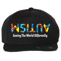 Autism Seeing The World Differently Upside Autism Awareness Wool Snapback Cap