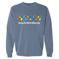 Autism Seeing The World Differently Upside Autism Awareness Garment-Dyed Sweatshirt