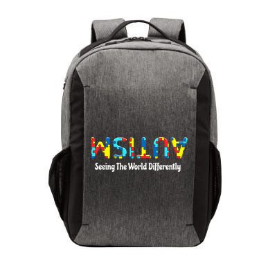 Autism Seeing The World Differently Upside Autism Awareness Vector Backpack