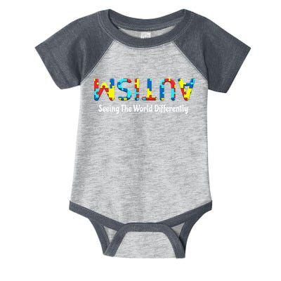 Autism Seeing The World Differently Upside Autism Awareness Infant Baby Jersey Bodysuit