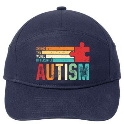 Autism Seeing The World Differently Puzzle Piece Great Gift 7-Panel Snapback Hat