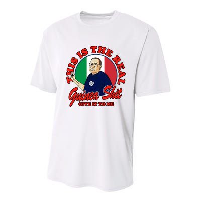 Al Santillo This Is The Real Guinea Shit Give It To Me Youth Performance Sprint T-Shirt