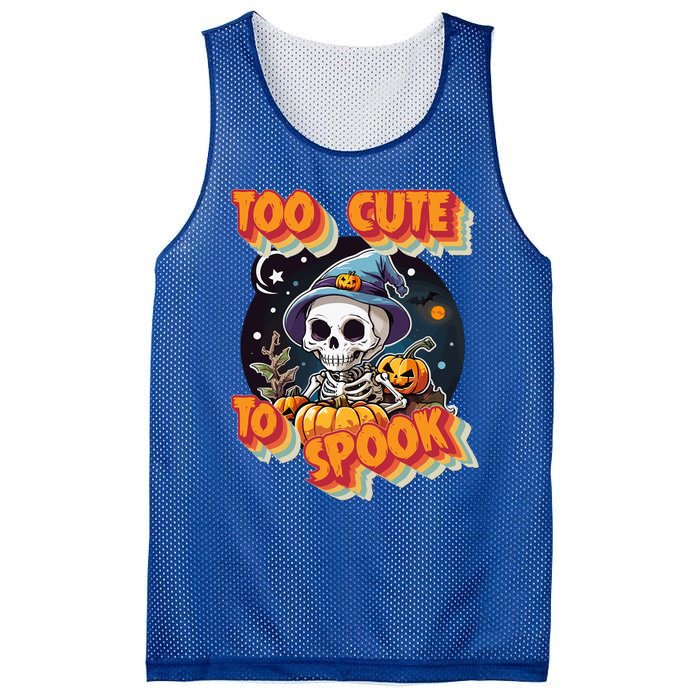 Adorable Skeleton Too Cute To Spook Design Gift Mesh Reversible Basketball Jersey Tank