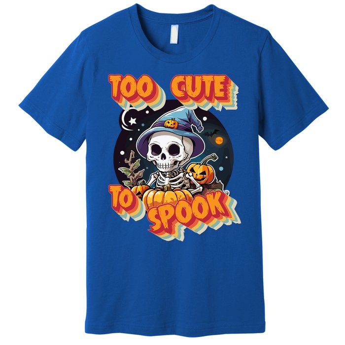 Adorable Skeleton Too Cute To Spook Design Gift Premium T-Shirt