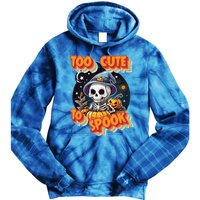 Adorable Skeleton Too Cute To Spook Design Gift Tie Dye Hoodie