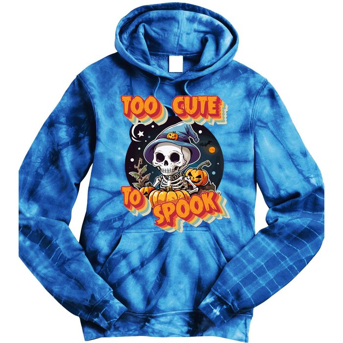 Adorable Skeleton Too Cute To Spook Design Gift Tie Dye Hoodie