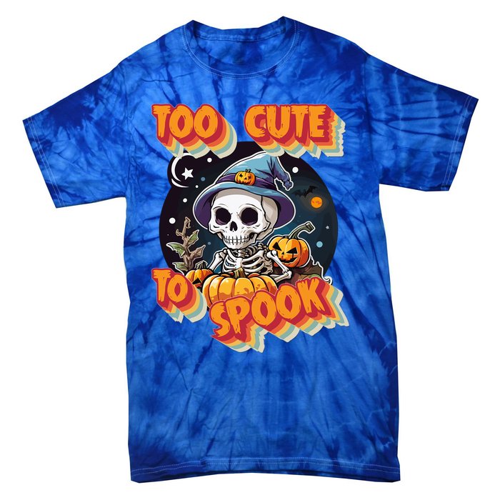 Adorable Skeleton Too Cute To Spook Design Gift Tie-Dye T-Shirt