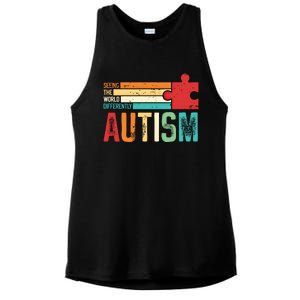 Autism Seeing The World Differently Puzzle Piece Gift Ladies PosiCharge Tri-Blend Wicking Tank